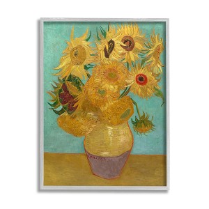 Stupell Industries Van Gogh Sunflowers Post Impressionist Painting Framed Giclee Art, Gray, 11" x 14" - 1 of 4