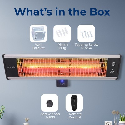 SereneLife 1500W Black Wall-Mounted Electric Patio Heater with Remote