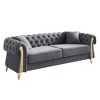 84.25'' Velvet Chesterfield Sofa with Tufted Back, Gold Metal Legs and Pocket Spring Cushions - 3 of 4