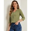 Allegra K Women's Polka Dots 3/4 Sleeve Casual Button Front Shirt - image 2 of 4