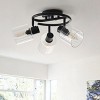 Modern 3-Light Black Ceiling Spotlight, Adjustable Clear Glass Shade Flush Mount Fixture for Living Room Bedroom - 3 of 4