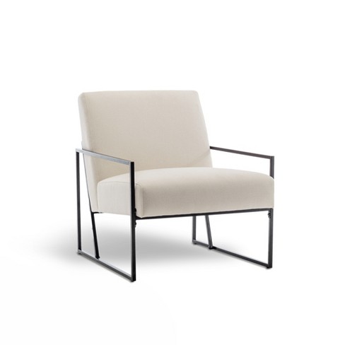 eLuxury Metal Arm Accent Chair Cream