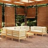 vidaXL Garden Lounge Set Cream Solid pinewood and polyester Medium - 2 of 4