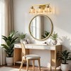 POWLIG 3-Light Gold Vanity Light with Amber Glass Shades, 19.29 Inch Modern Wall Sconce - 2 of 4