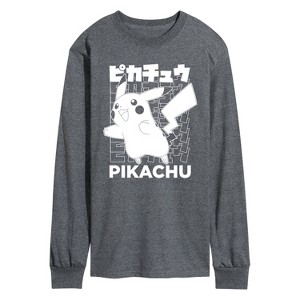 Men's - Pokémon - Pikachu Kanji Long Sleeve Graphic T-Shirt - 1 of 4