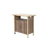 DOMETOUR Light Brown Outdoor Wicker Bar Cart with Wheels, Patio Wine Serving Cart, Rattan Beverage Bar Table for Garden or Poolside - 4 of 4