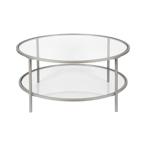 Metal Round Two Shelf Coffee Table in Gray - Henn&Hart - image 1 of 4