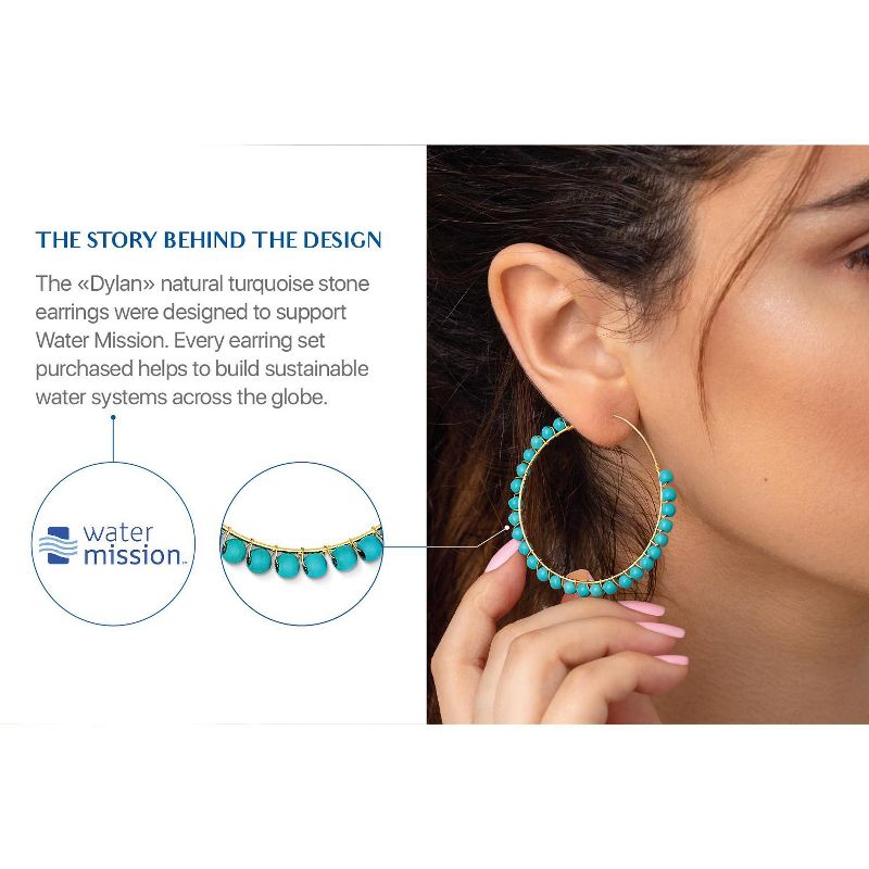 Benevolence LA Beaded Hoop Earrings, Turquoise Earrings for Women Natural Stone Hoop Earrings, 6 of 8