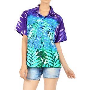 HAPPY BAY Hawaiian Shirts Womens Casual Summer Button Down Beach Party Short Sleeve Vacation Blouse Shirt Hawaii Colorful Dress Tee Shirts - 1 of 4