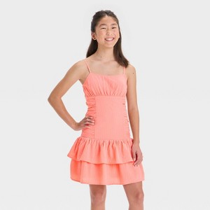 Girls' Drop Waist Strappy Tiered Dress - art class™ - 1 of 3