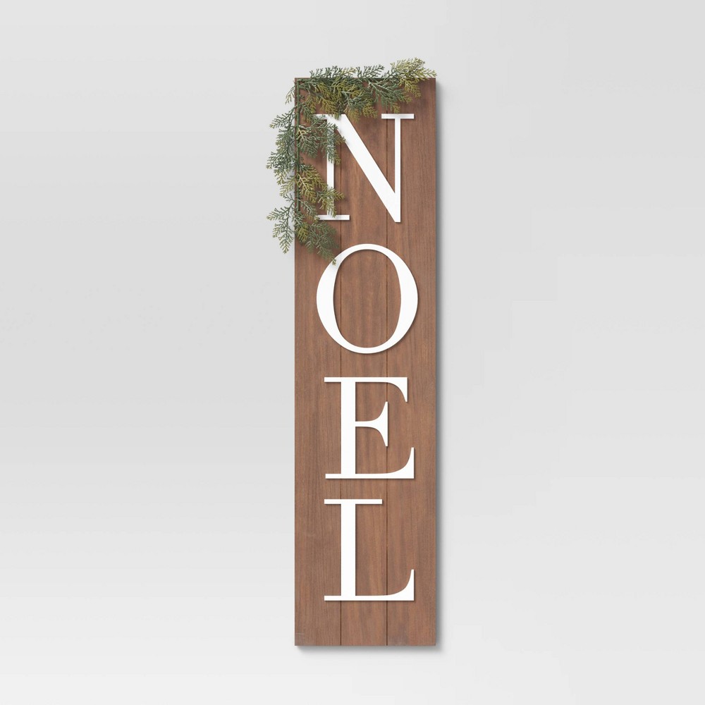 10" x 40" Noel Wood Sign Panels Brown - Threshold