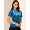 INSPIRE CHIC Women's Velvet Crew Neck Short Sleeve Casual Blouse - 4 of 4
