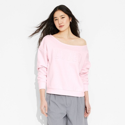 Women's Valentine's Day Loved Graphic Sweatshirt - Pink - image 1 of 4