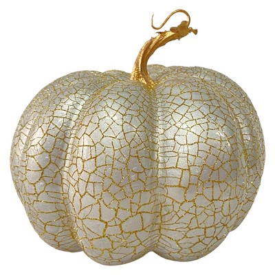 Northlight 7" Champagne Gold Crackled Fall Harvest Pumpkin Decoration