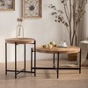 Modern Thread Design Round Coffee Table , MDF Table Top with Cross Legs Metal Base(Set of 2 pcs ) - 3 of 4