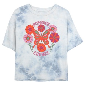 Juniors Womens Lost Gods Positive Energy Butterfly Logo T-Shirt - 1 of 4