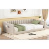 TIRAMISUBEST Twin XL/Full XL Size Upholstery Daybed with Side Storage Pocket, Velvet Daybed Frame Sofa Bed with Slats Support - 3 of 4