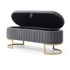 NicBex Oval Velvet Storage Ottoman Bench,Upholstered Storage Ottoman with Metal Golden Legs,Modern Storage Bench for Living Room,Bedroom - 4 of 4