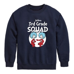 Boys' - Dr. Seuss - 3rd Grade Squad Thing 1 and Thing 2 Graphic Long Sleeve Fleece Sweatshirt - 1 of 4