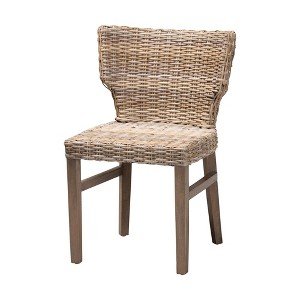 2pc Enver Rattan and Wood Dining Chair Set Natural/Brown - bali & pari: Handcrafted, Indonesian Origin - 1 of 4