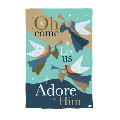 Evergreen Oh Come Let Us Adore Him Suede Garden Flag 12 x 18 Inches Indoor Outdoor Decor