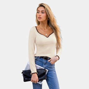 Women's Chic V-Neck Ribbed Knit Top - Cupshe - 1 of 4