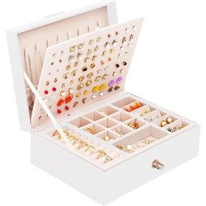 Pink Jewelry Organizer Box for Teens with Earring Holder and Storage - 1 of 4