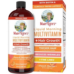 MaryRuth's Morning Multivitamin + Lustriva Liquid, Peach Mango, 30 fl oz - 1 of 4