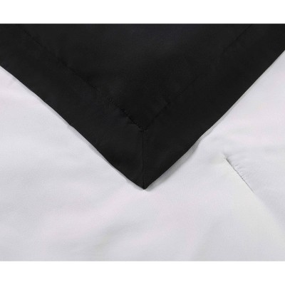 White and Black Microfiber Reversible Full Bed Set