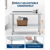 24x48 Inch Stainless Steel Prep Table, Commercial Kitchen Worktable with Backsplash & Adjustable Under Shelf for Restaurant Garage Laundry Outdoor - 3 of 4