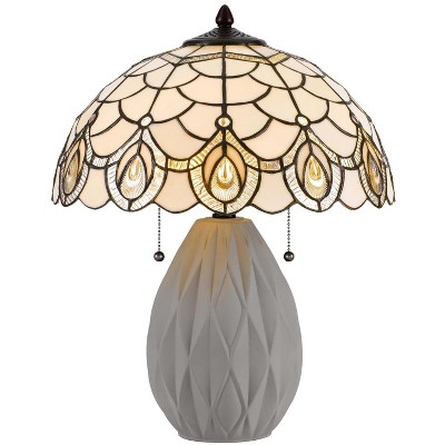 Cal Lighting 20.13" Height Tiffany Cement Table Lamp in White