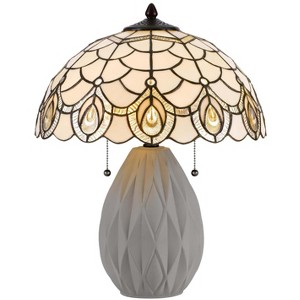 Cal Lighting 20.13" Height Tiffany Cement Table Lamp in White - 1 of 4