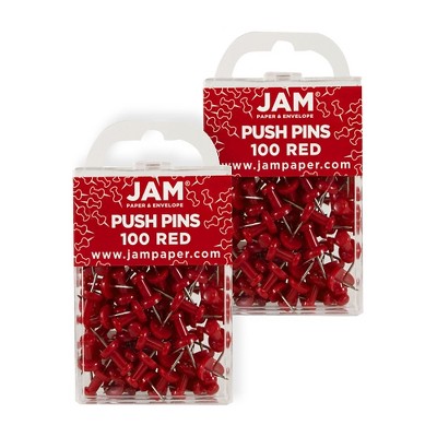 JAM Paper Colored Pushpins Red Push Pins 2 Packs of 100 2242955A