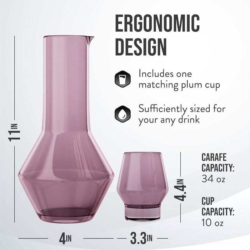 American Atelier Carafe and Glass Set 34 oz Carafe with Tumbler Glass - Plum,Plum, 4 of 8