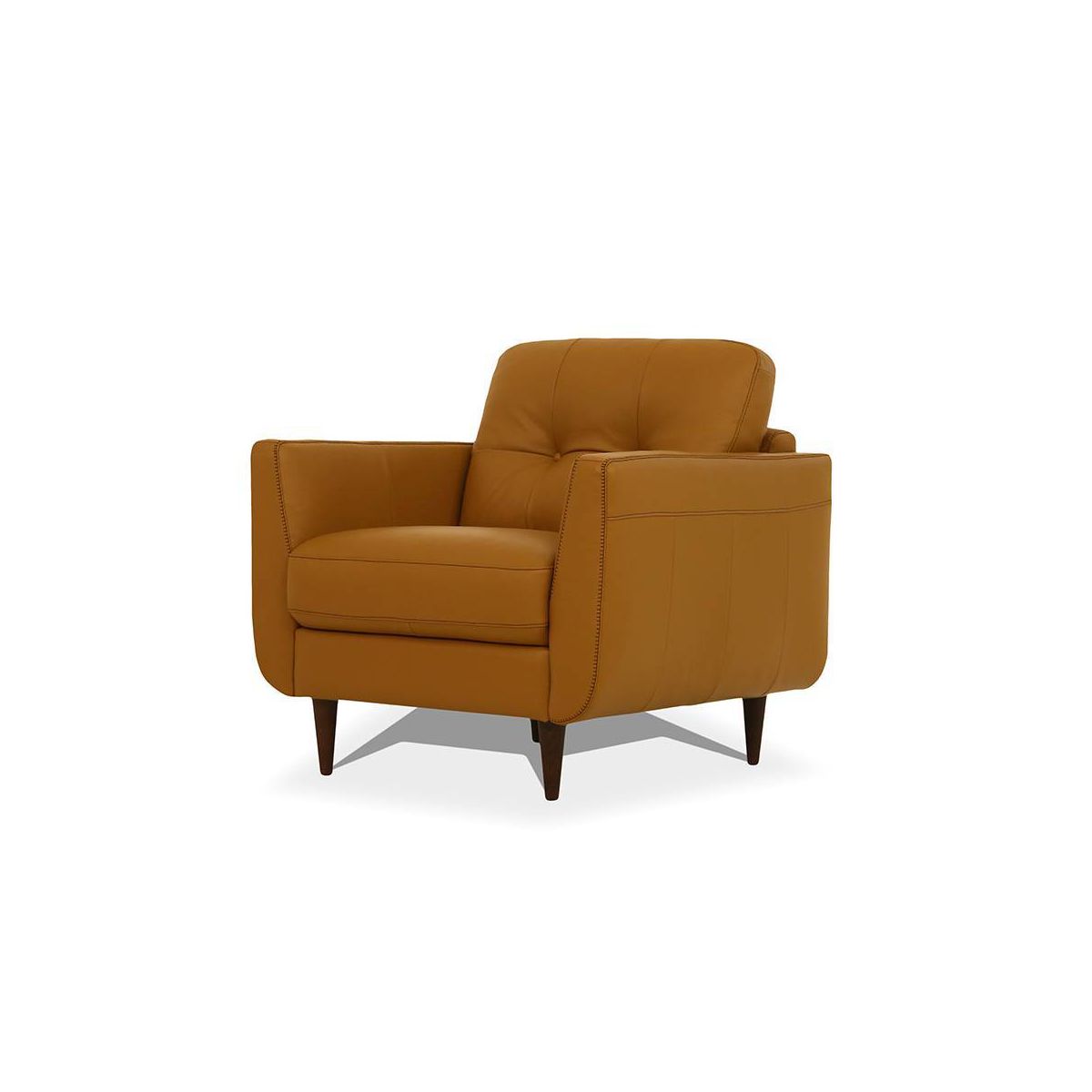 35" Radwan Chair Camel Leather - Acme Furniture: Button-Tufted, Wood Legs, No Assembly Required - thumbnail 2