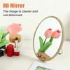 Unique Bargains Natural Wooden Foldable Makeup Mirror Beige 1 Pc - 2 of 4