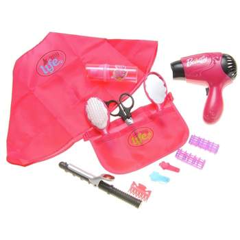 Link Worldwide Little Beauty Salon Fashion Set With Hair Dryer, Curling Iron, Mirror, Scissors, Hair Brush and More - Pink