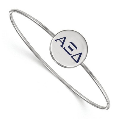 Black Bow Jewelry Sterling Silver Alpha Xi Delta Greek Life Bangle Bracelet 8 Inch