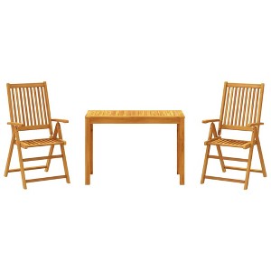 vidaXL 3 Piece Solid Acacia Wood Patio Dining Set - Folding Chairs & Table for Outdoor Garden/Deck/Balcony - 43.3"x21.7"x29.5" - 1 of 4