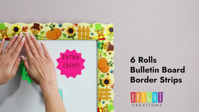Juvale 6 Rolls 234 Feet Holiday Scalloped Bulletin Board Borders Strips for Classroom, Whiteboard Chalkboard School Decorations, 78 3 Foot Strips, 2 of 10, play video