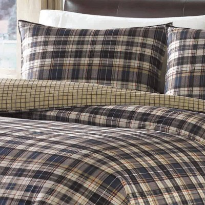 Full Navy Cotton Reversible Plaid Bedspread Cover Set