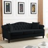 79" Chesterfield Sofa Black Velvet for Living Room, 3 Seater Sofa Tufted Couch with Rolled Arms and Nailhead for Living Room - 3 of 4