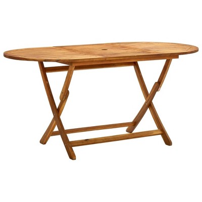 vidaXL Folding Patio Table, 63"x33.5"x29.5" Solid Wood Acacia
