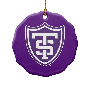 University of St. Thomas Primary Logo Porcelain Scalloped Holiday Christmas Tree Ornament  2.8" (7.1 cm) - 1 of 4