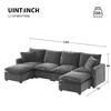 MYINDA Modern U Shape Modular Sofa, 6 Seat Chenille Sectional Couch Set with 2 Pillows for Living Room, BLACK - 2 of 4