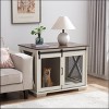 Racxily Farmhouse Dog Cage Crate Furniture with Sliding Barn Door, Wooden Dogs Kennel End Table w/ Flip-top Plate Dog House, Detachable Divide - 2 of 4