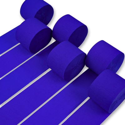PartyWoo Crepe Paper Streamers Blue Dark Royal 6 Rolls 492 ft 1.8 Inch x 82 Ft Roll