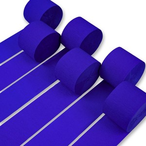 PartyWoo Crepe Paper Streamers Blue Dark Royal 6 Rolls 492 ft 1.8 Inch x 82 Ft Roll - 1 of 4