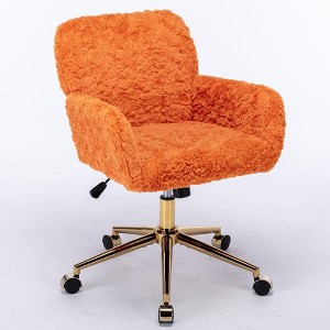 QingMoon Faux Fur Office Chair, Adjustable Desk Chair, Swivel Computer Chair, Modern Makeup Chair with Tilt Backrest for Vanity Room, Home Office - 1 of 4