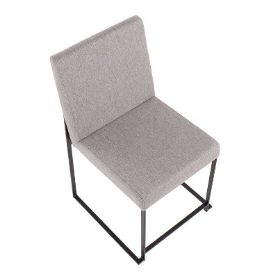 Fuji High Back Upholstered Dining Chair in Light Grey and Black Steel